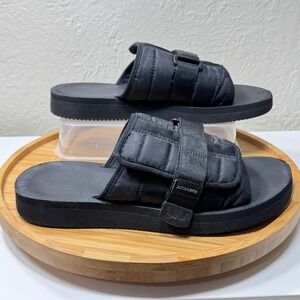 AllSaints Coleman Slip On Sandals Slides Mens 42 US 8.5 Quilted Logo Black Flats
